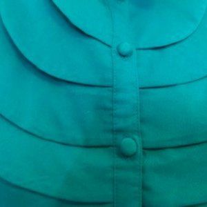 Turquoise Stretch Office Blouse; dress-up or dress-down